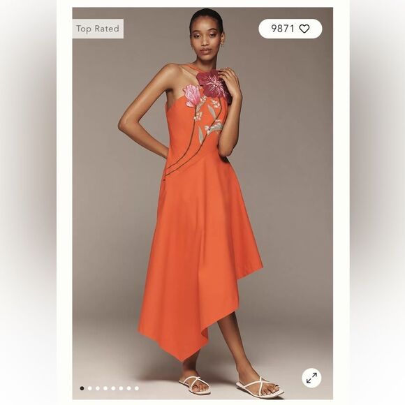 Yukiko Noritake x Anthropologie Asymmetric Floral Midi Dress